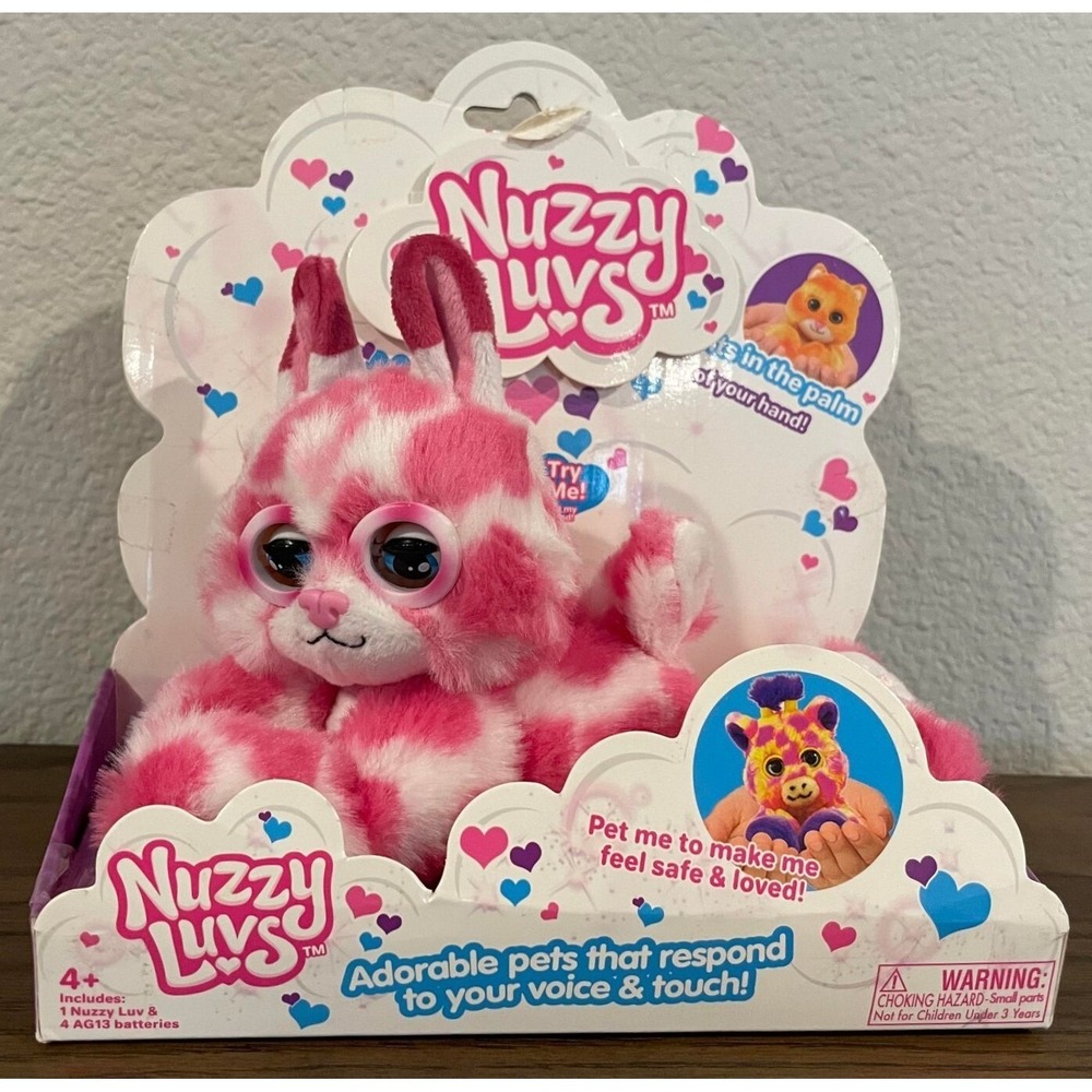 NEW Nuzzy Luvs Pink and White Bunny Luvbug  Interactive 7" Plush Toy